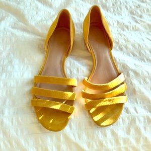 Yellow suede flats